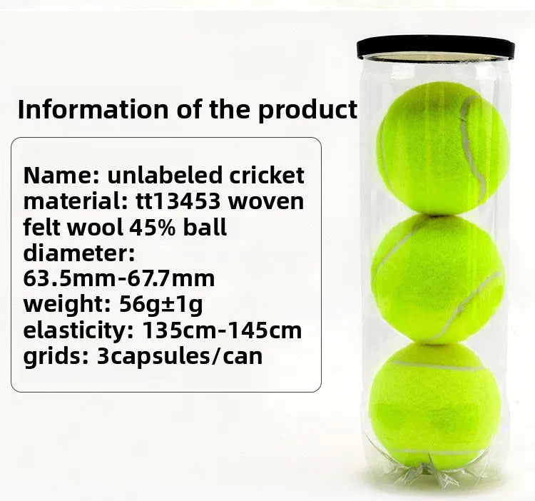 Cricket Tennis Balls 3-Pack, High Elasticity Padel Balls with 45% Wool, Durable Cage Style for Training & Entertainment