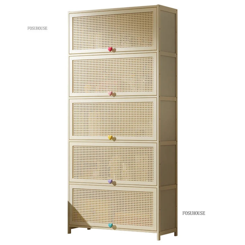 Cream Style Living Room Cabinets Household Bookcase with Door Storage Cabinet Floor Rack Wall Storage Cabinet Home Furniture
