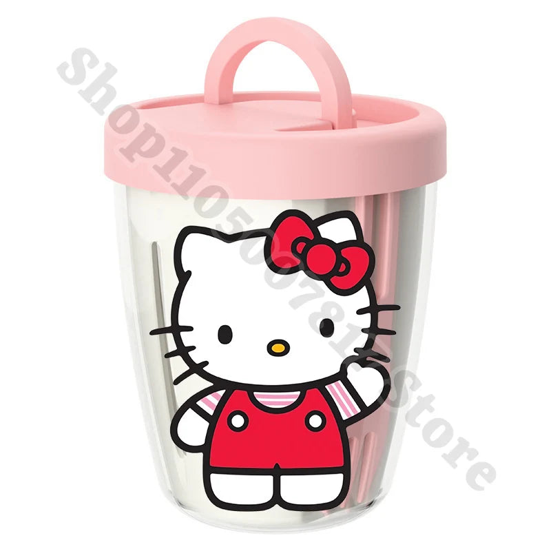 Girl Cartoon Portable Salad Cup Hello Kitty Anime Cute Food Fruit Containers with Spork Plastic Breakfast Oat Cups Birthday Gift