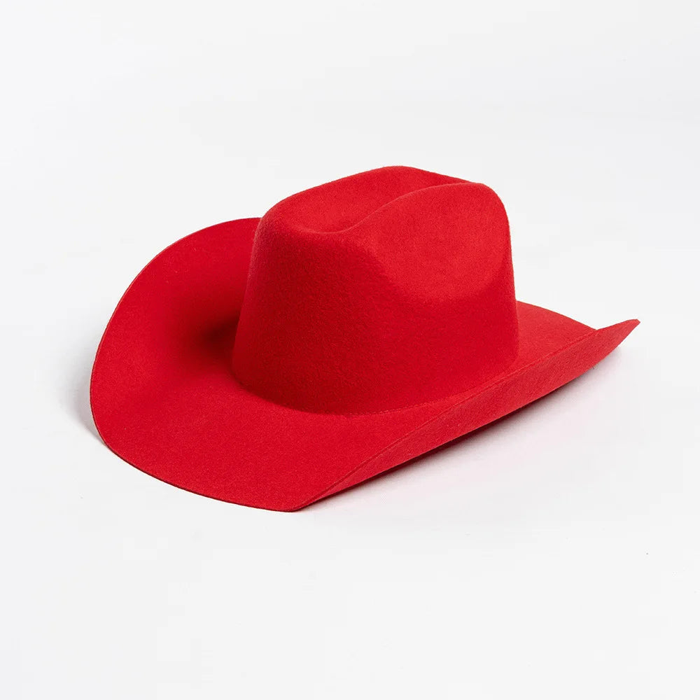USPOP 100% Wool Cowboy Hat Unisex Wide Brim Felt Hat Solid Color Classic Fedora Style Multiple Sizes S–XL Autumn Winter