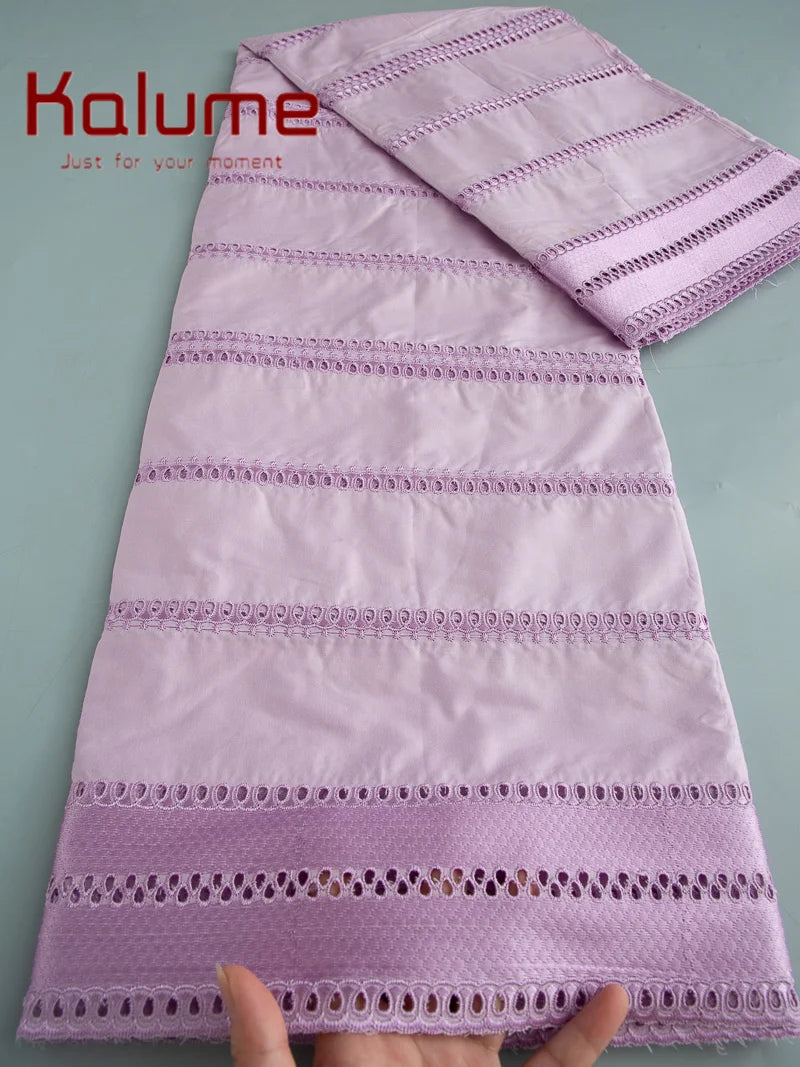 Kalume African Soft Cotton Fabric Dubai Lace Fabrics High Quality Material African Fabric for Sewing Man Suit Cloth 5Yards F4517