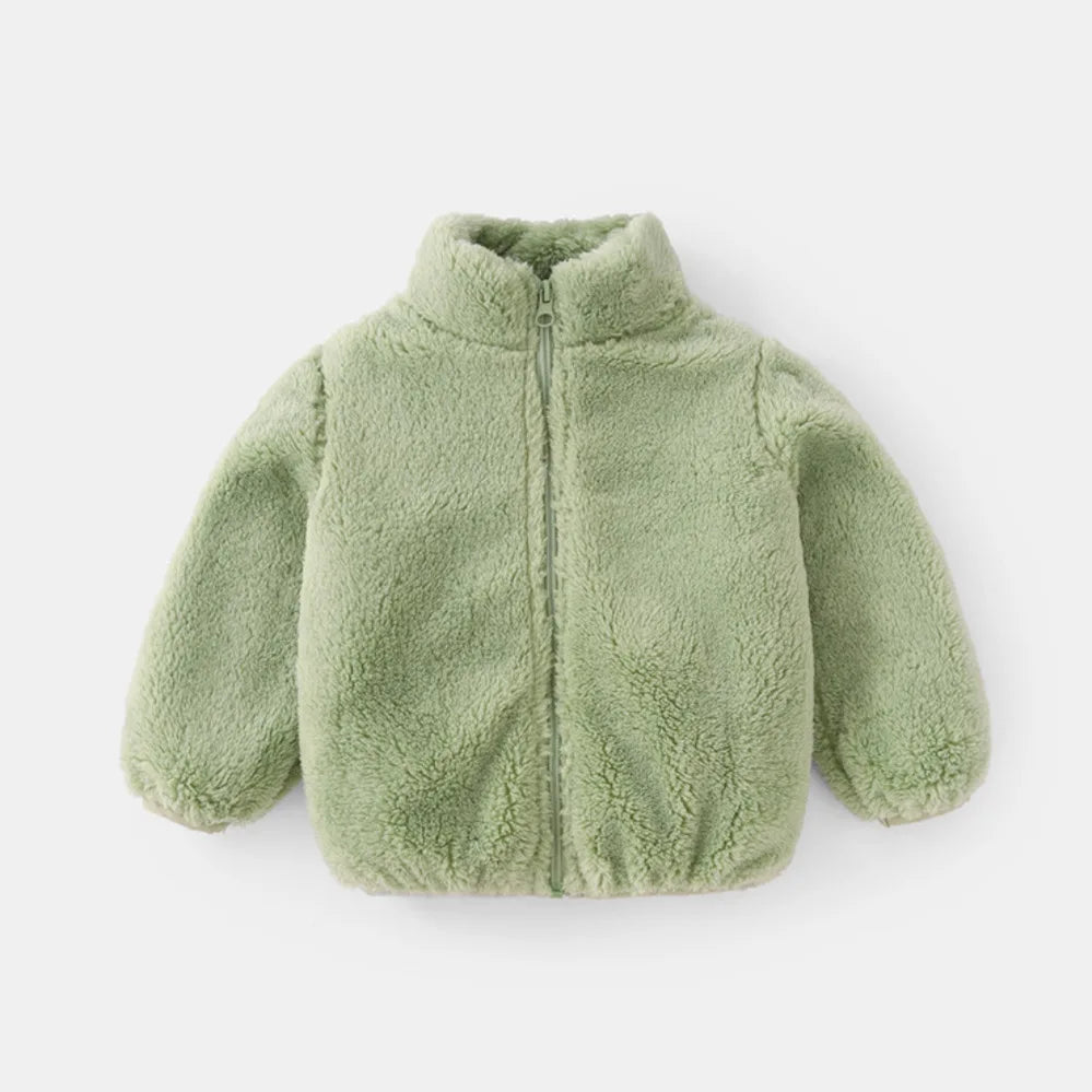 New Toddler Warm Soft Outerwear Casual Loose Simple Long Sleeve Tops Coats Plush Jacket Children Spring Autumn Clothing