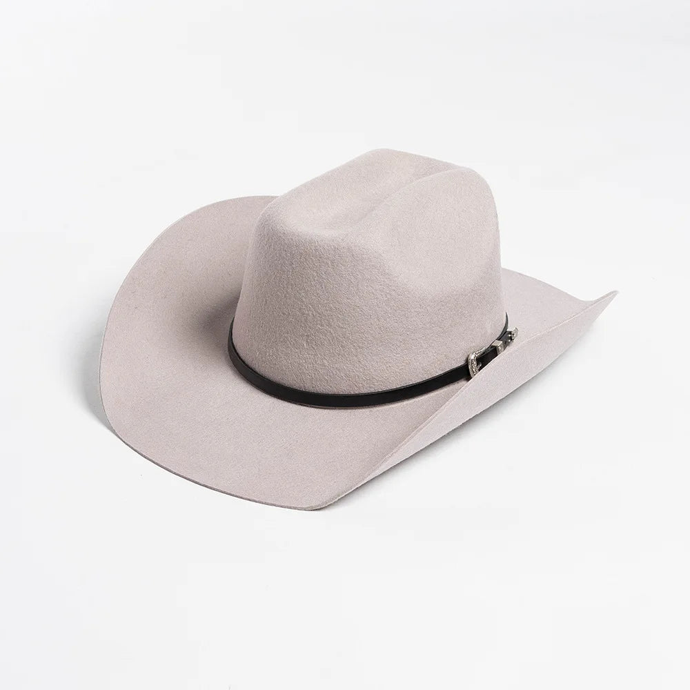 USPOP Vintage Wide Brim Wool Cowboy Hat for Men UnIsex Western Outback Fedora with Buckle Band Adjustable Size S-XL