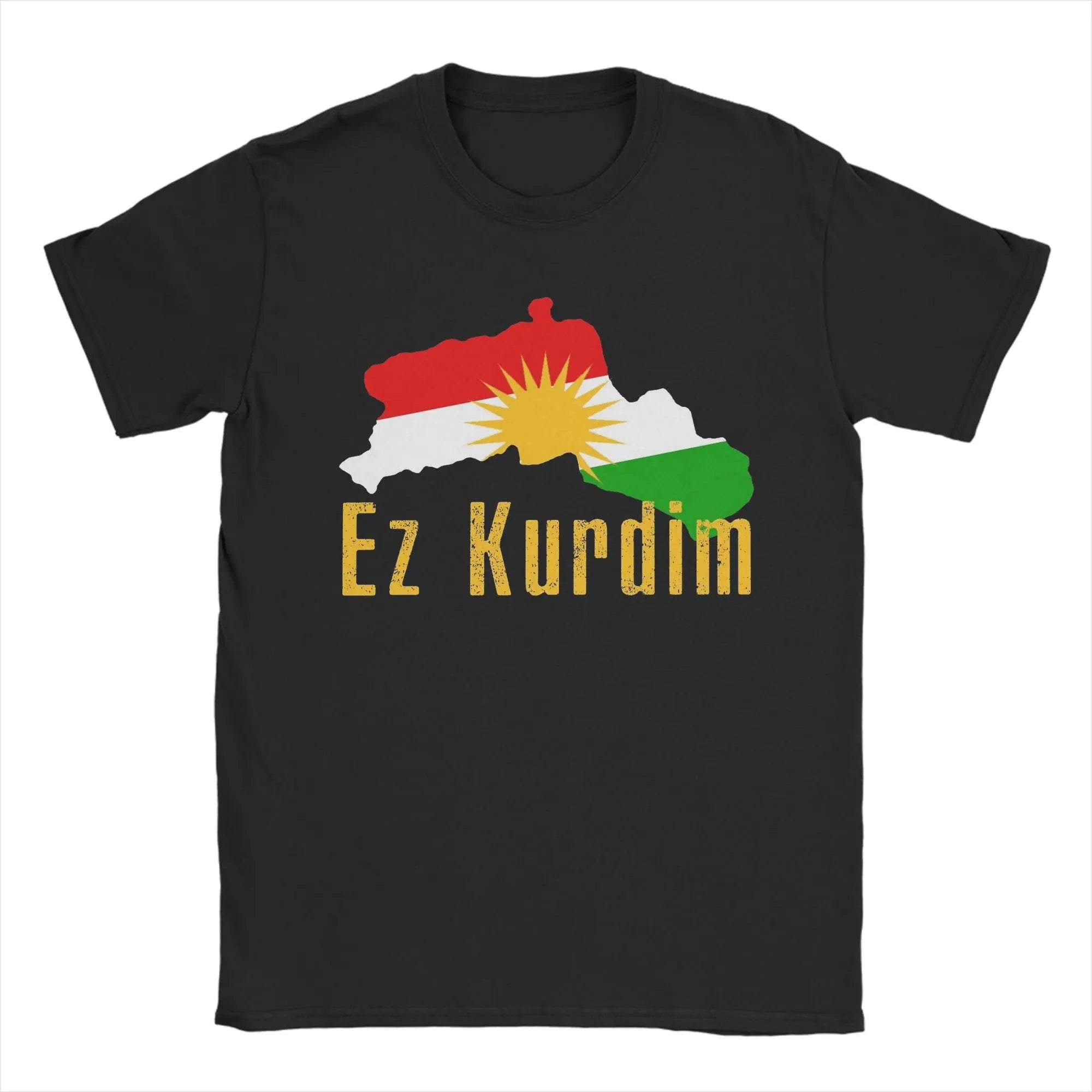 Kurdistan Flag Map  Cotton T-Shirt For Man Summer  Y2K Retro T Shirts Breathable Harajuku Tee Shirt Oversized Hot Sale Tops - Free Item.