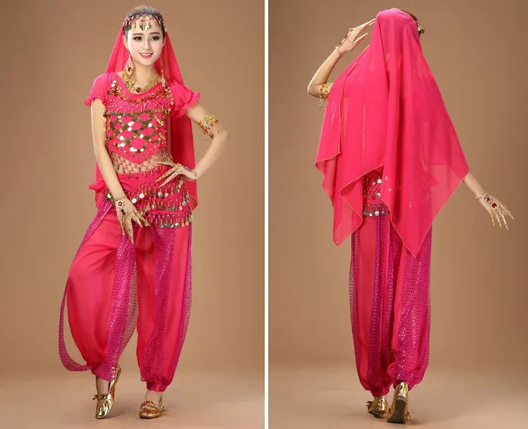Indain Clothing Dance Practice Clothing Belly Dance Suit New Short-sleeved Suit Belly Dance Clothing Indian Costumes Performance