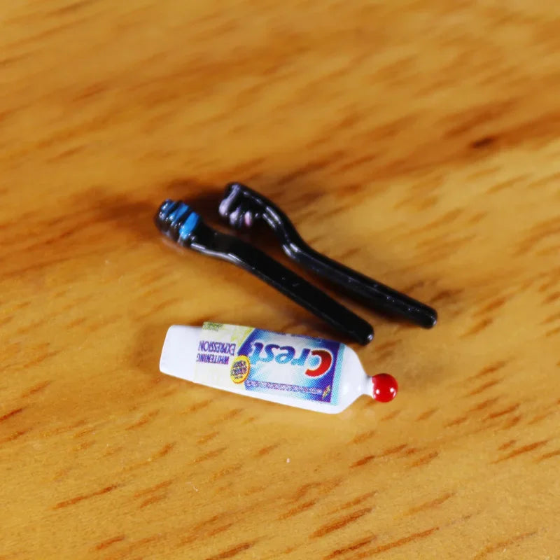 1/12 dollhouse miniature mini cup toothpaste toothbrush for ob11 blyth bjd pullip doll house furniture accessories toy - Free Item