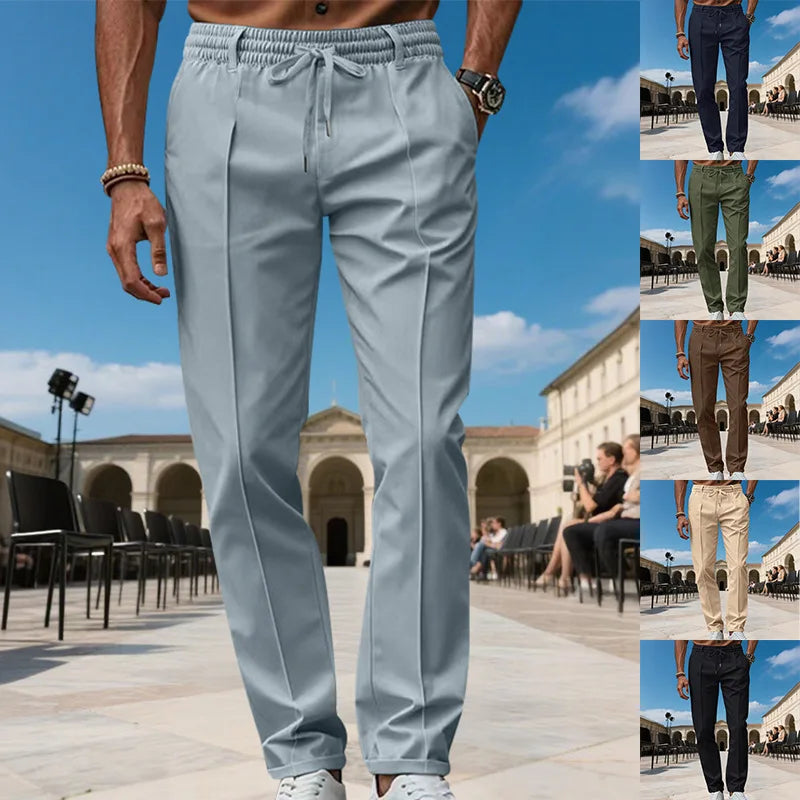 Men's Solid Color Large-Sized Form-Fitting Business Casual Pants Simple Design for Professional And Everyday Wear