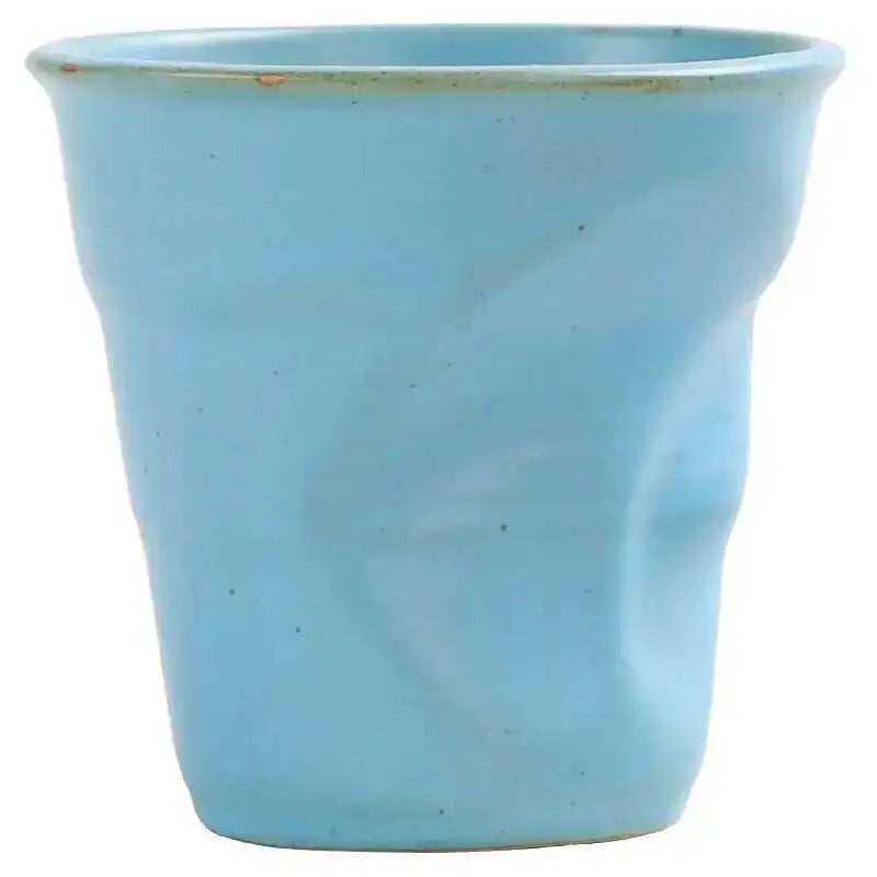 Coarse Pottery Coffee Cup   Hand Kneaded Pleated Cup Ceramic Latte Cup Espresso Cup Afternoon Tea Cup Vintage Cup