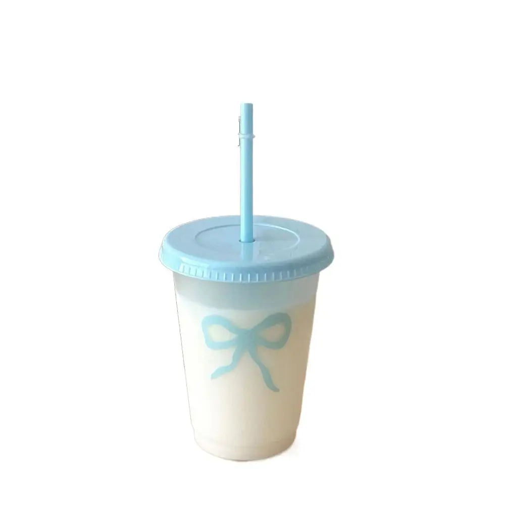 Kawaii 470/700ml Straw Cup with Lid Korean Water Bottle Plastic Reusable Drinking Bottles Coffee