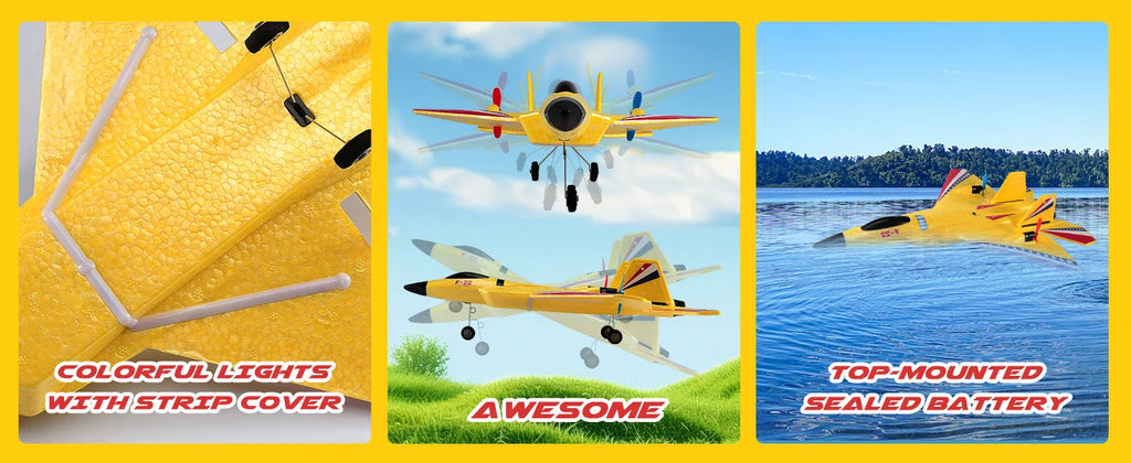 F22 Raptor RC Plane 2.4G 2CH RC Foam Flying Model Glider With LED Lights Remote Control Foam Fighter Airplane Toys for Children