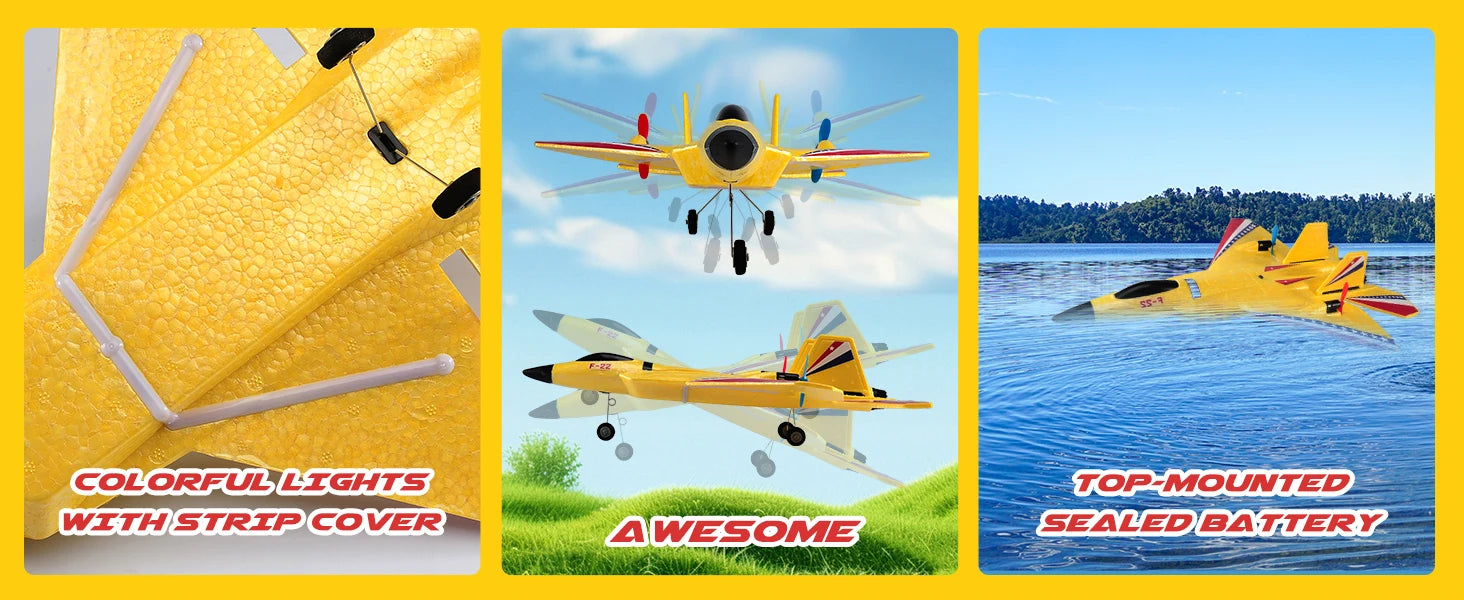 F22 Raptor RC Plane 2.4G 2CH RC Foam Flying Model Glider With LED Lights Remote Control Foam Fighter Airplane Toys for Children