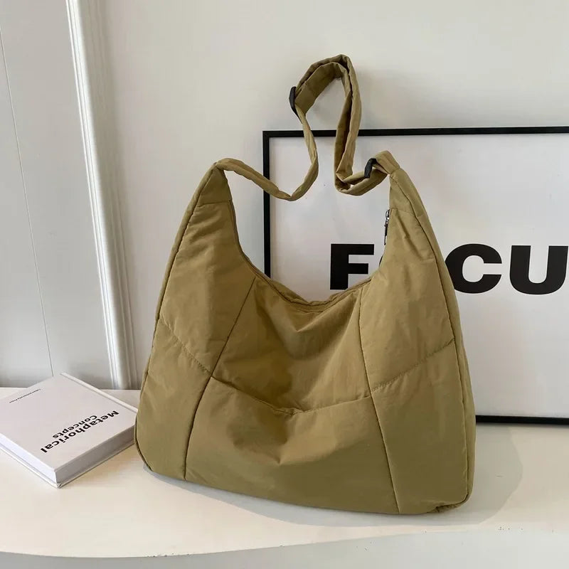 Trendy Women's Soft Cloth Shoulder Bag Solid Color Student 2026 Spring Y2k Casual Style Big Handbags Crossbody Bags for Women