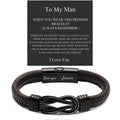 Valentine's Day Gifts for Him, Birthday Gifts for Man, To My Man Gift Bracelets for Man Leather Bracelets for Boyfriend Husband,