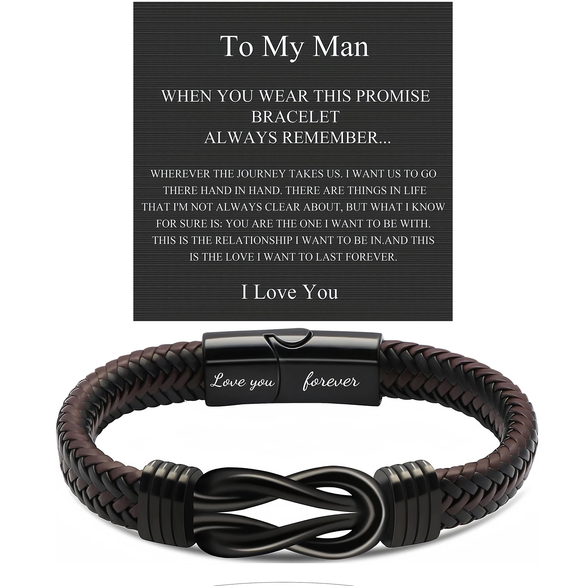 Valentine's Day Gifts for Him, Birthday Gifts for Man, To My Man Gift Bracelets for Man Leather Bracelets for Boyfriend Husband,
