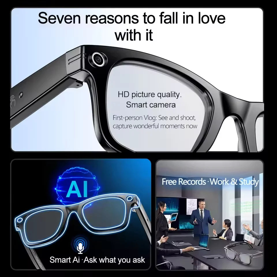 New 8K HD AI smart glasses men 800M camera Bluetooth call waterproof AI translation voice assistant control sunglasses female ne