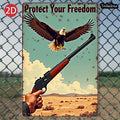 1PC 2D Flat 8*12inch Metal Sign Eagle and Rifle Desert Freedom Art Tin Sign
