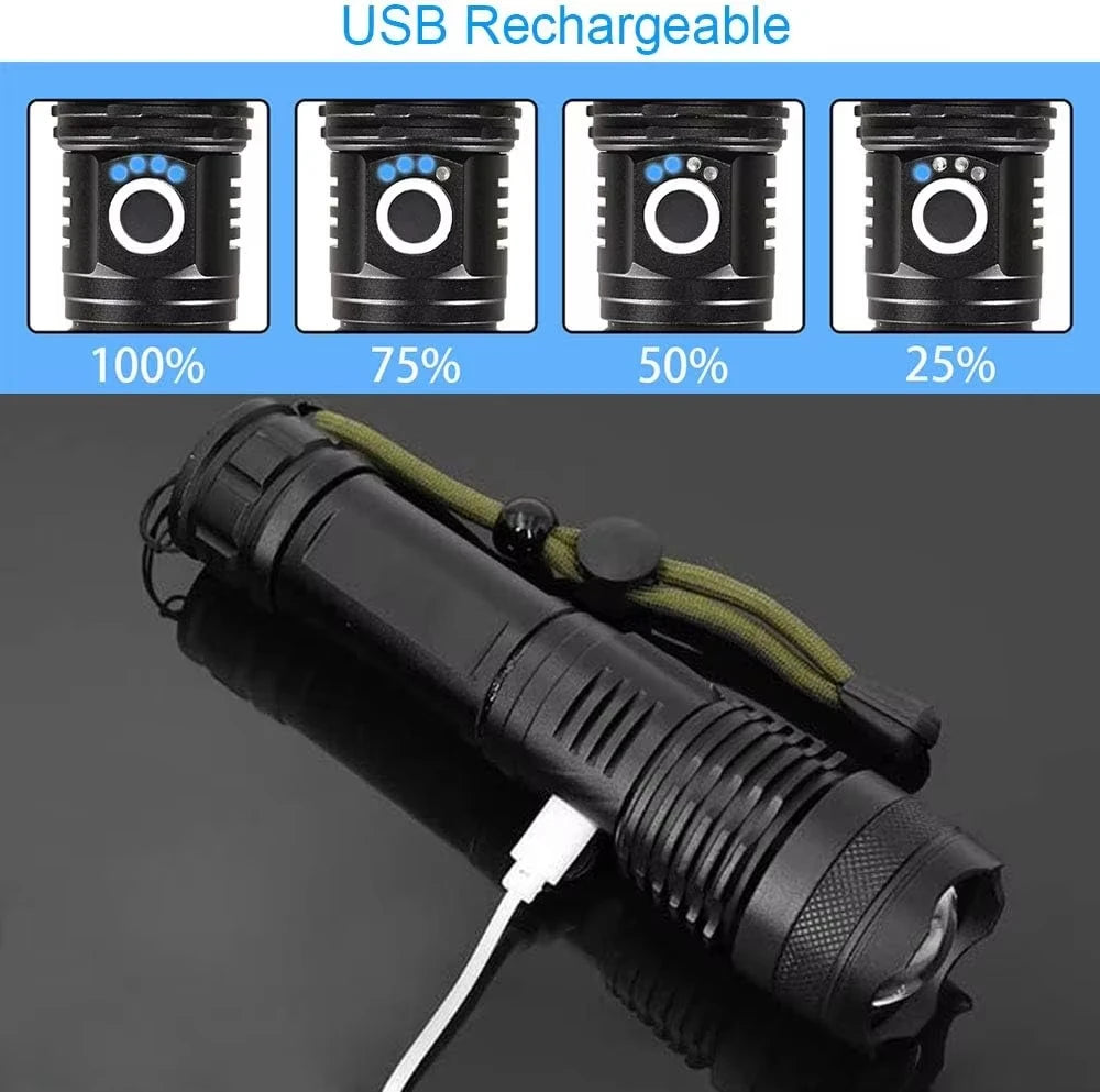 Flashlights High Lumens Rechargeable, Super Bright Flashlight, 5 Modes LED Flashlight, IPX6 Waterproof Powerful Flash Light