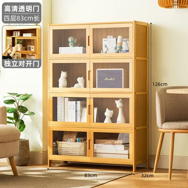 Home Living Room Furniture Stand Storage Cabinet Modern Rattan Bamboo Living Room Cabinet Changhong Glass Door Layered Shelf jl