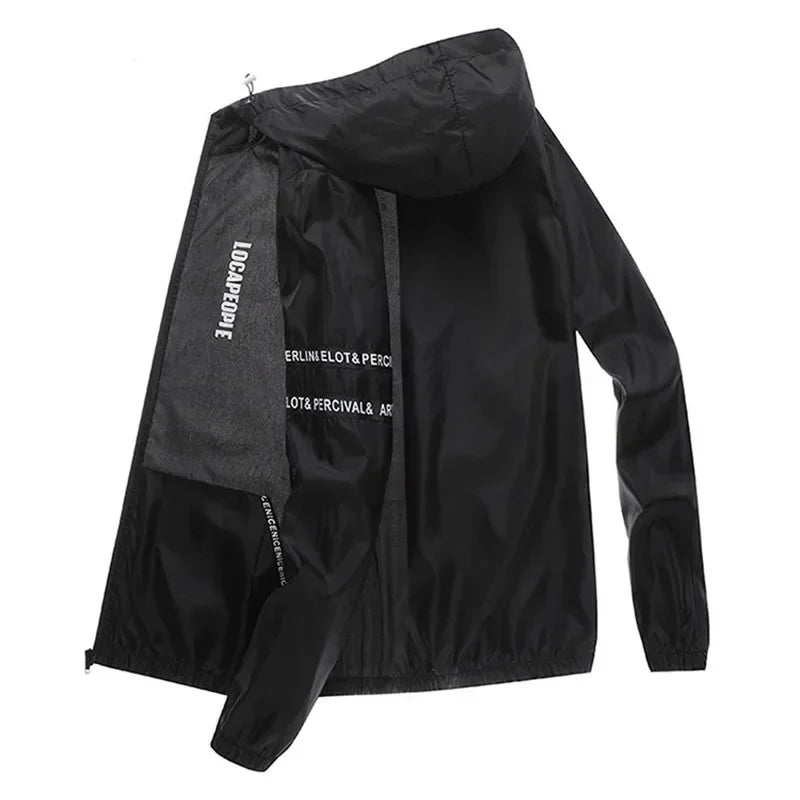 Summer  Sun-Protective Thin Jacket Men Tactic Hiking Fishing Cycling Hooded Gym Sport Windbreaker Ultra Light Coats Jogging