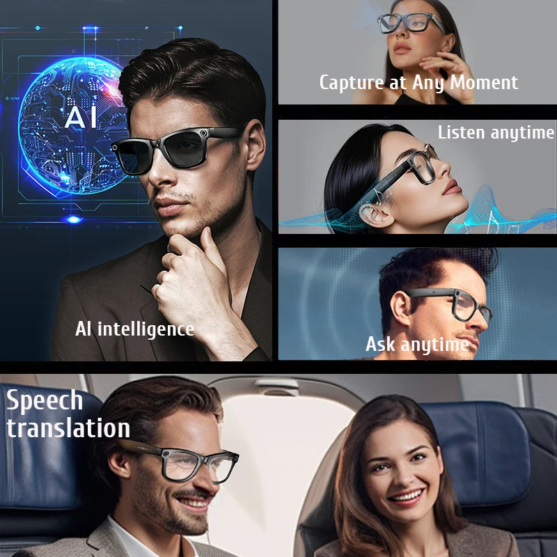 2026 New Upgrade Smart Glasses With AI Photo Recognition Bluetooth Call Translation Camera Video Recording Voice Sunglasses Men