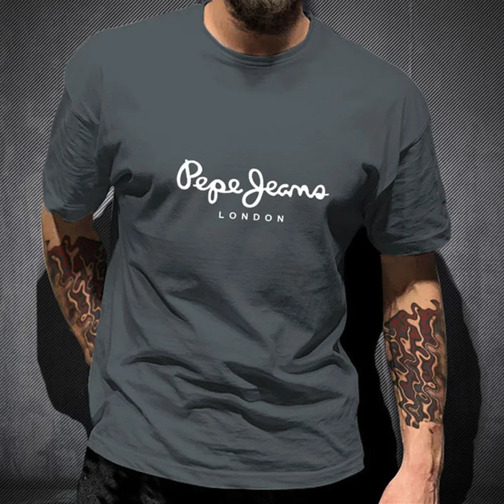 Newest Pepe Jeans London T Shirt Summer Men Short Sleeve Popular Fashion 100%Cotton Tops Trendy Streetwears Tees ClothingY2K