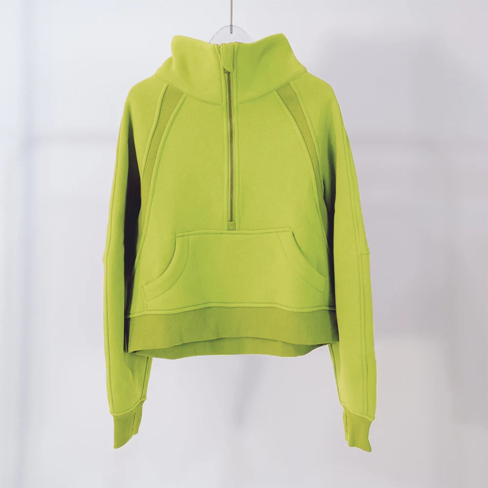 Women's large-size half-zip sweater, perfect for autumn and winter warmth, suitable for both sports and daily casual wear