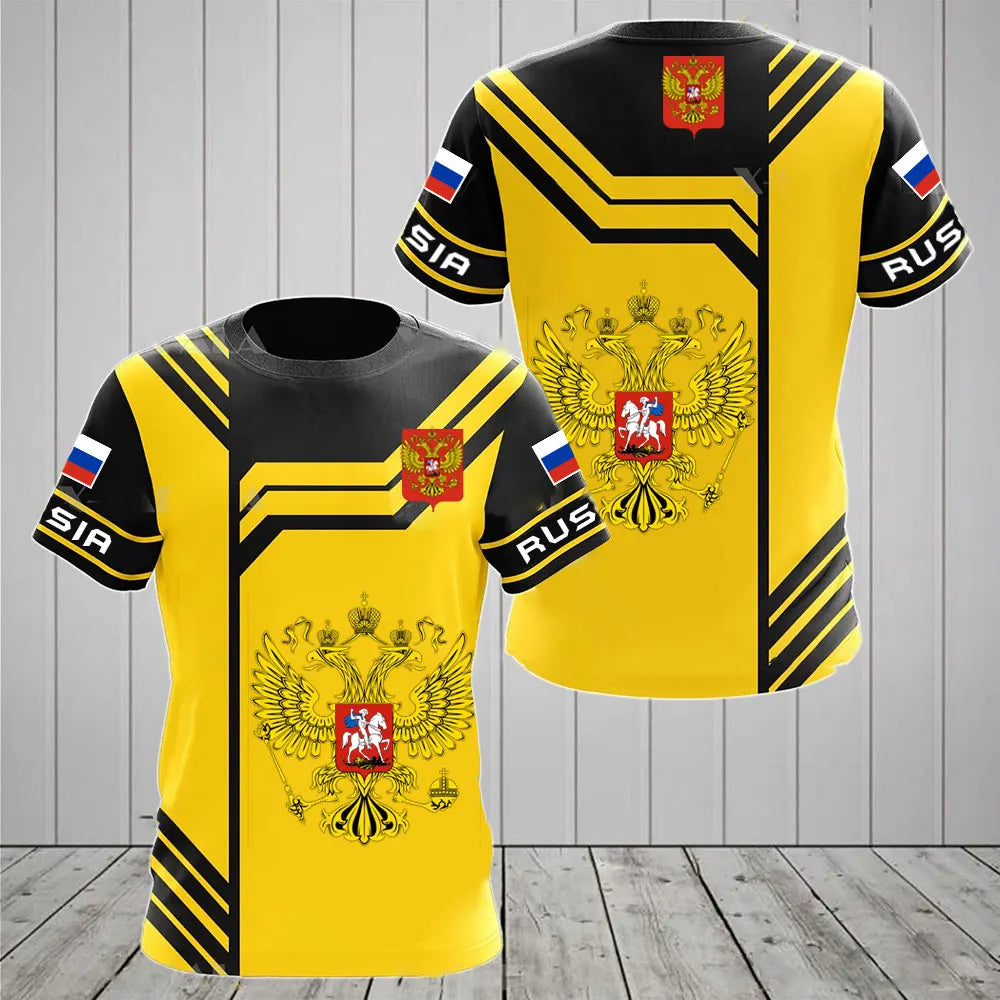 Russia Flag National Emblem 3D Print T-Shirt Men Women Fashion Streetwear Oversized Short Sleeve T Shirts Man Tees Tops Clothing