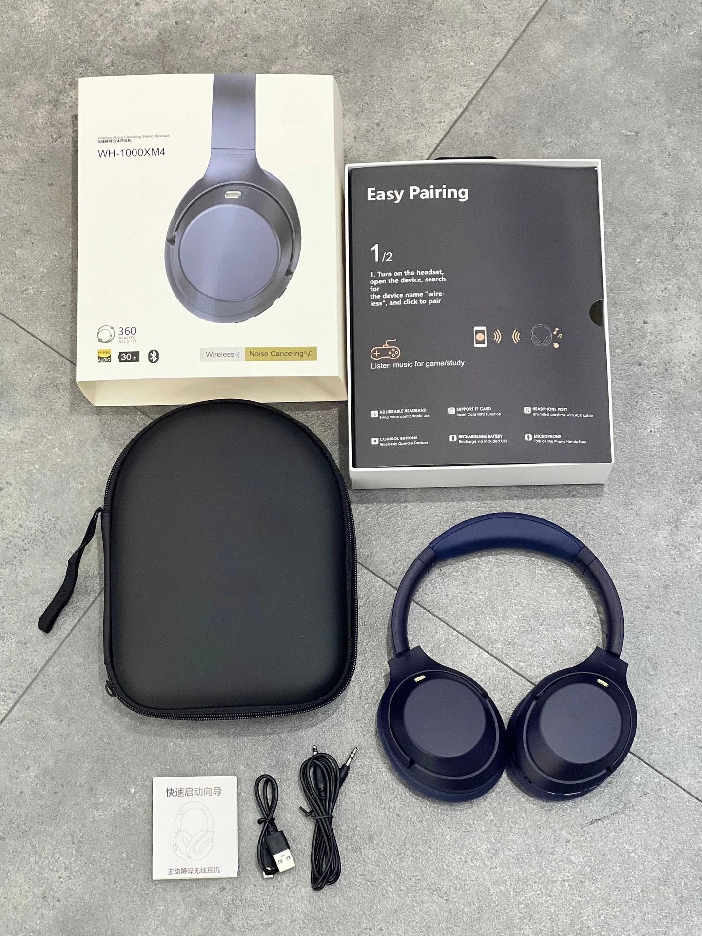New High-End WH1000XM4 Active Noise Cancelling Over-Ear Bluetooth Headphones, Wireless Call and Sports Headphones with Storage