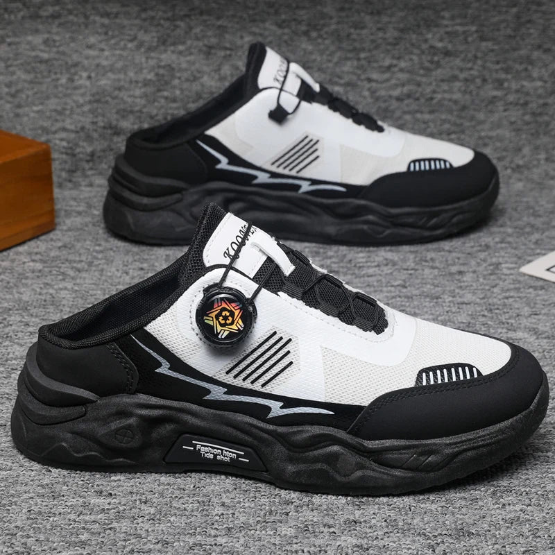 Casual Sneakers - Equipped with a Rotating Button – Comfortable, Non-Slip, and Durable Soles – Stylish Two-Tone Design, Suitable for Casual Wear, Sports, and Outdoor Activities