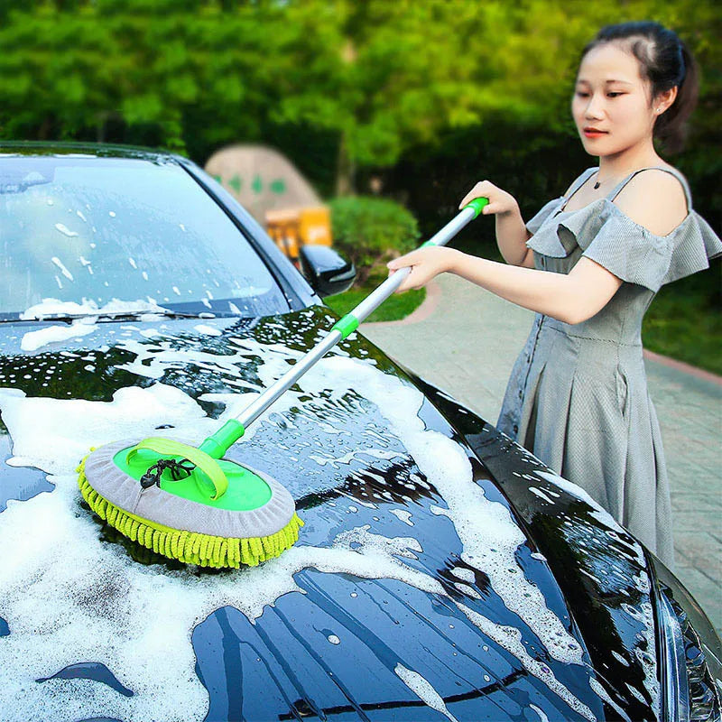 Car Cleaning Brush Detailing Adjustable Super absorbent Car Wash Brush Telescoping Long Handle Cleaning Mop Auto Accessories - Free Item