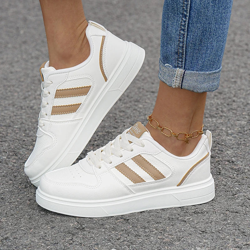 White Sneakers for Women, Casual Shoes, Versatile for Autumn, Trendy High-End Thick-Soled Breathable Shoes for Spring and Autumn