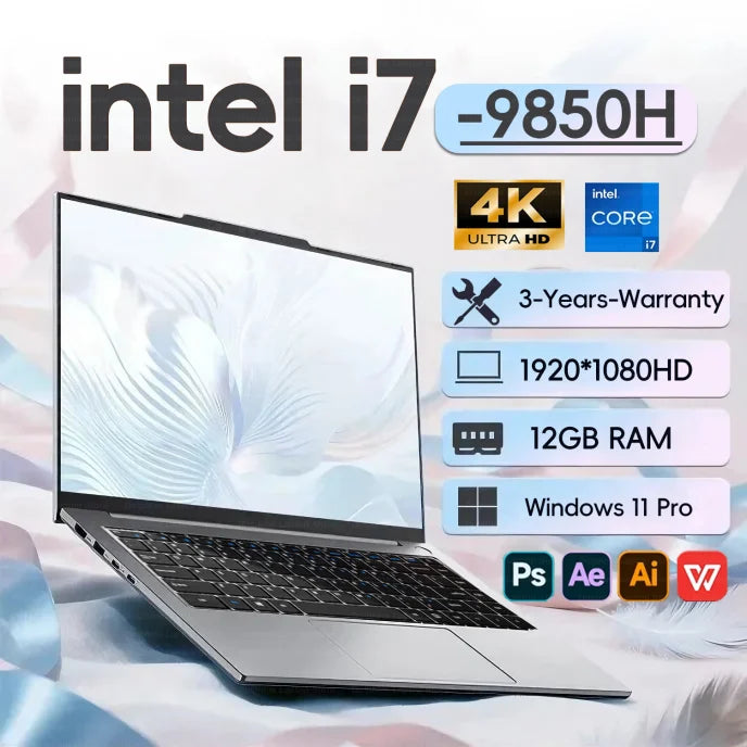 Windows 11 Pro Office Laptops Intel Core i7 9850H 16GB RAM 1TB SSD Gamer Study notebook Computer PC
