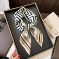 70cm Black and White Striped Back-shaped Scarf for Women Simple Imitation Silk Kerchief Fashion Trendy Headscarf Scarf