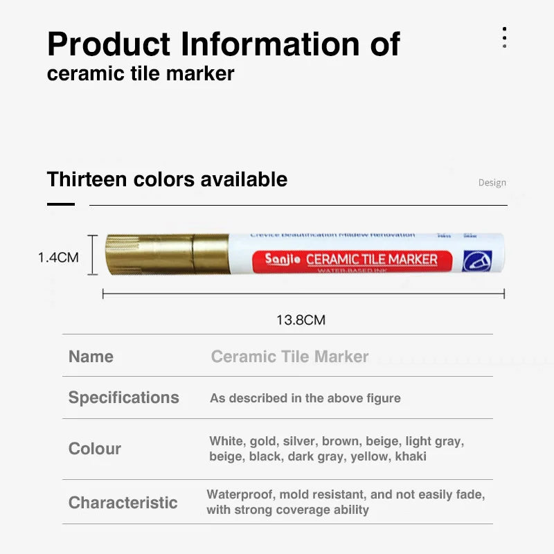 1/3 Pcs Waterproof White Marker Pen Wall Seam Repair Tiles Grout Markers Pens Floor Bathroom Decontamination Paint Brush Tools - Free Item.