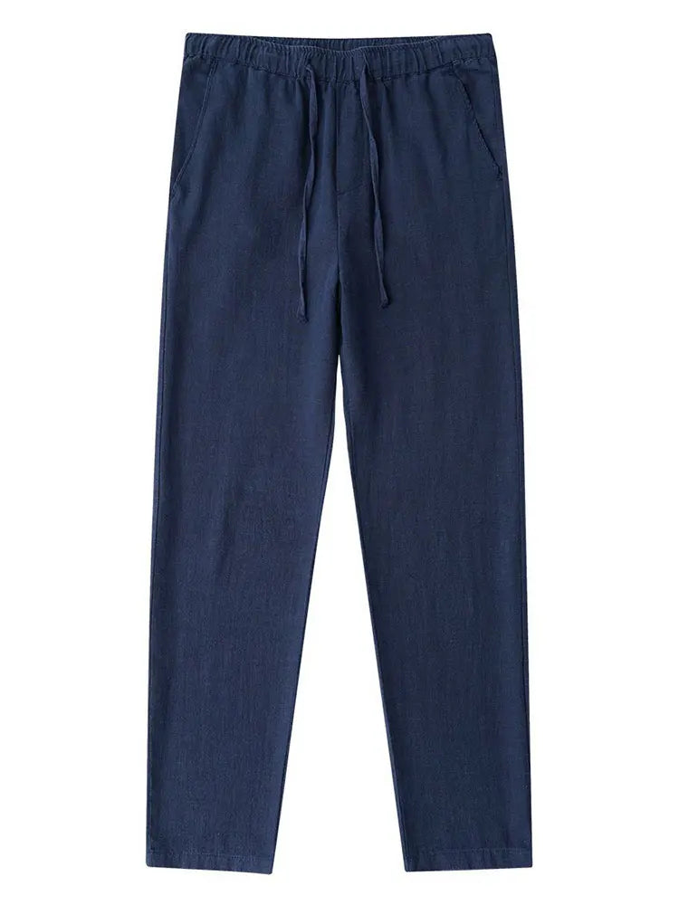 Casual Cotton Linen Chino Pants Men Wide Leg Lightweight Baggy Cotton Sweatpants Male Sport Jogger Straight Work Trousers