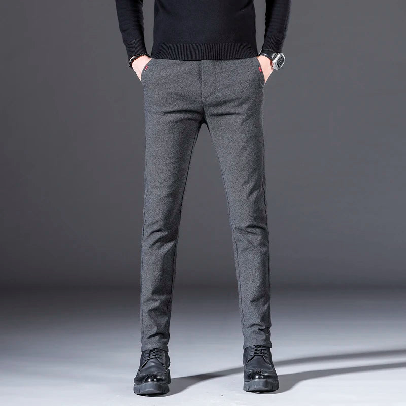 Men's Fashionable Dress Pants All-Season Cotton Blend Chino Trousers Korean Style Slim Fit Business Pants for Office Street
