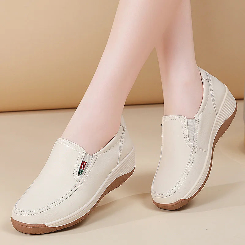 Women's Loafers 2026 Trend Loafers Genuine Leather Shoes For Woman Flats Women White Shoes Comfortable Luxury Leather Moccasins