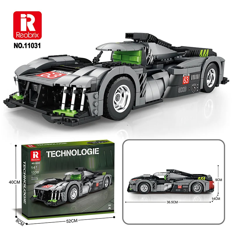 Reobrix 9X8 Supercar Building Blocks Set, Collectible Sport Car Model Toy Gift Idea for Teens, Kids, Boys 14+, 1338 PCS