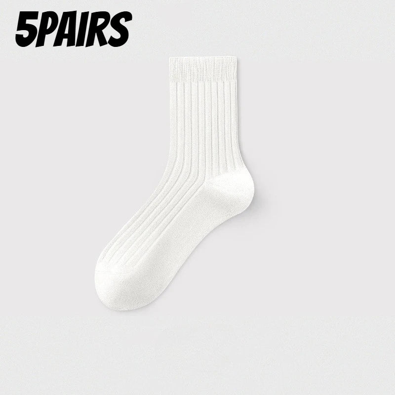Men's Socks 5-Pair Set - Breathable and Soft, Suitable for All Seasons, Suitable for Casual Sports, Business Dress - Free Item.