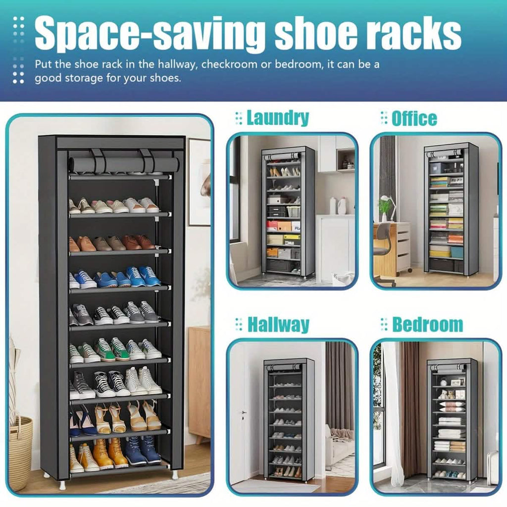 10-Layer 9 Grid Shoe Rack Shelf Storage Closet Organizer. Ships from USA.