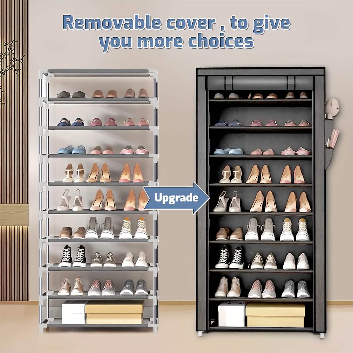 10-Layer 9 Grid Shoe Rack Shelf Storage Closet Organizer. Ships from USA.