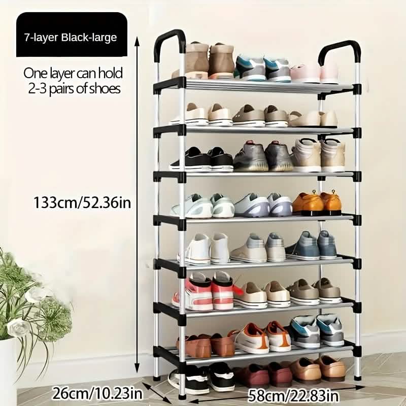 7-Tier Iron Shoe Rack – Space-Saving, Floor-Standing - Ships from USA.