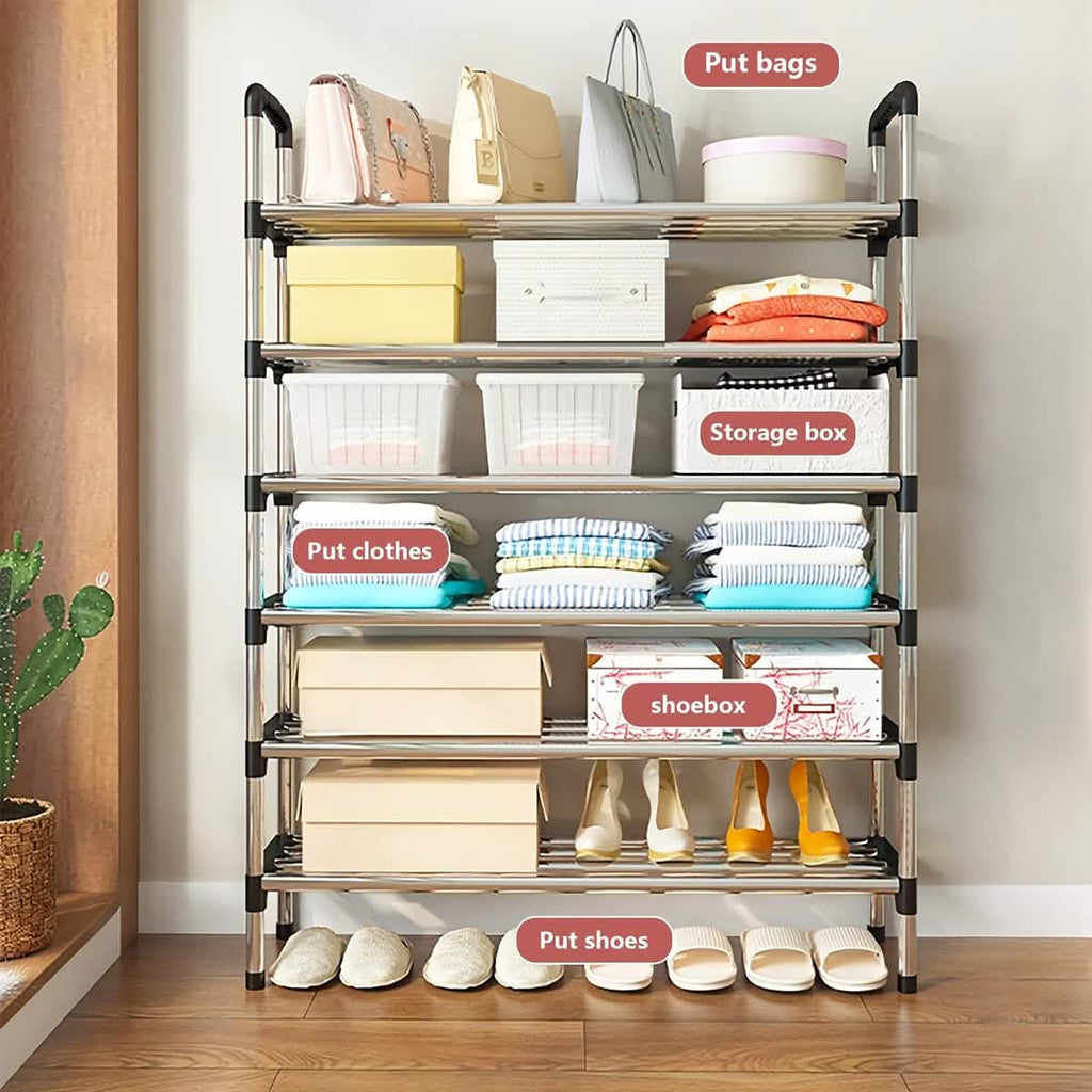 7-Tier Iron Shoe Rack – Space-Saving, Floor-Standing - Ships from USA.