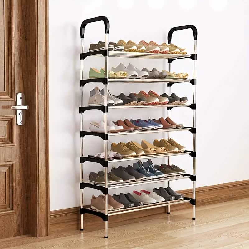 7-Tier Iron Shoe Rack – Space-Saving, Floor-Standing - Ships from USA.