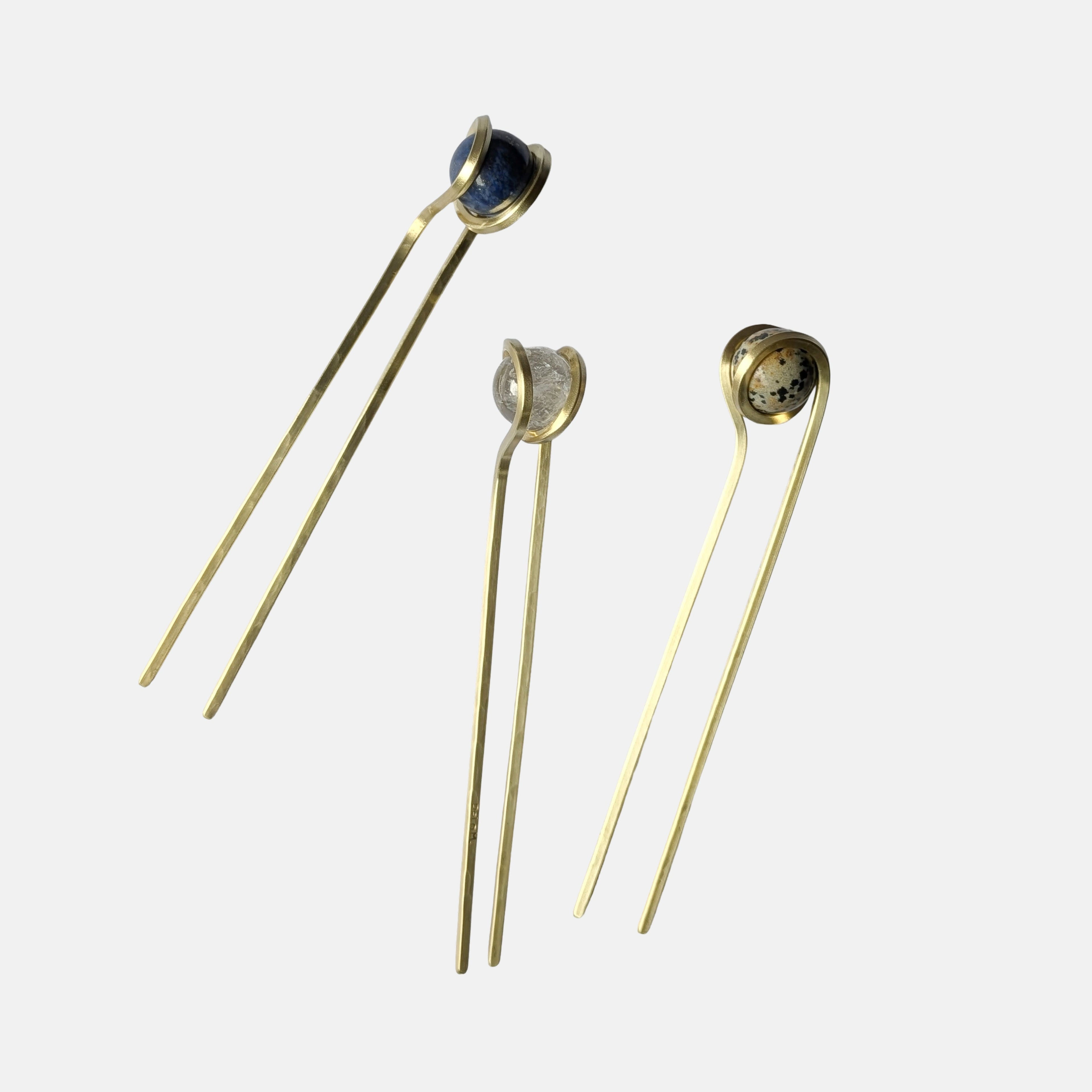 Orbit Gemstone Hair Pin - Jasper + Lapis + Clear Quartz