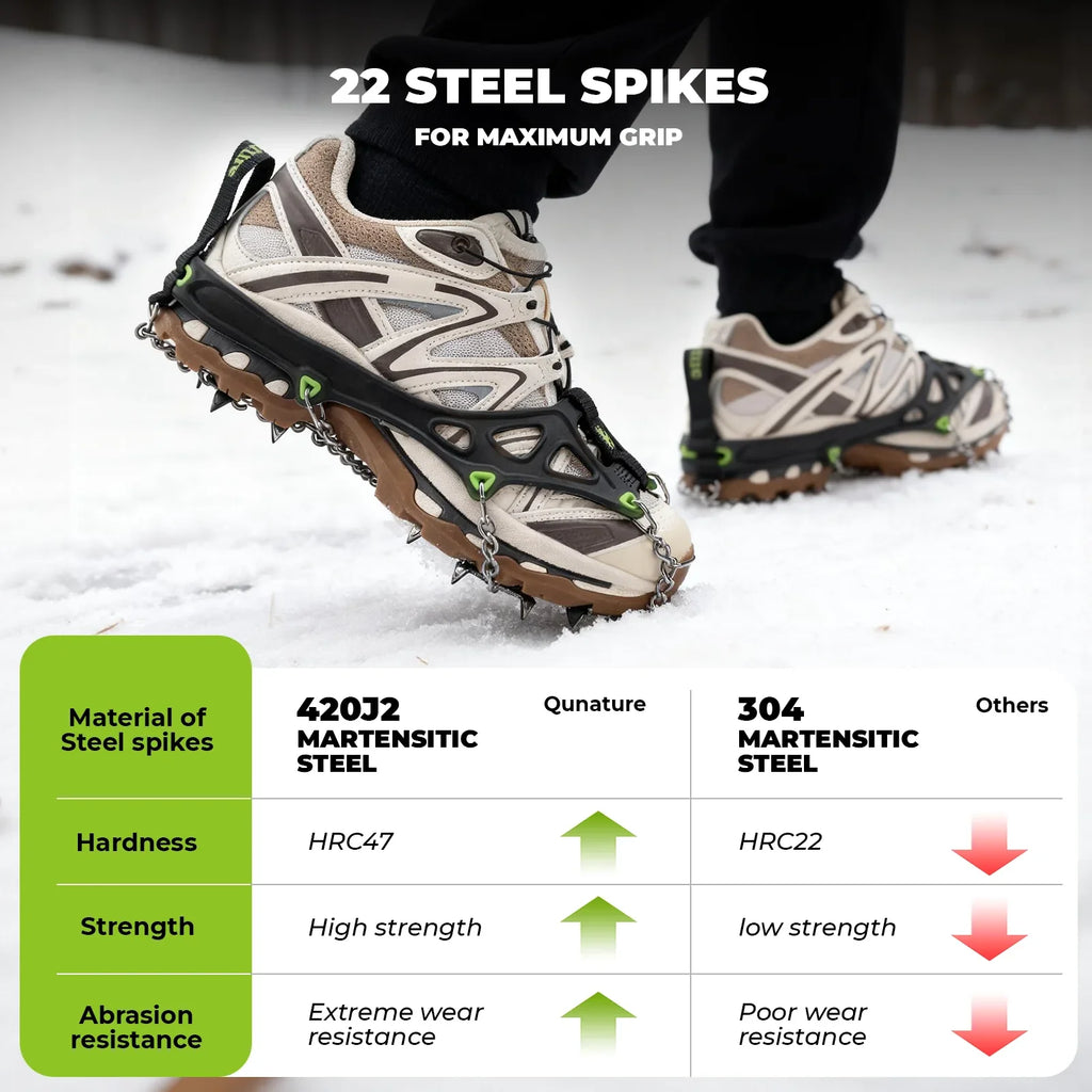 22 Anti Slip Stainless Steel Crampons for Shoes and Boots. Ships from USA.