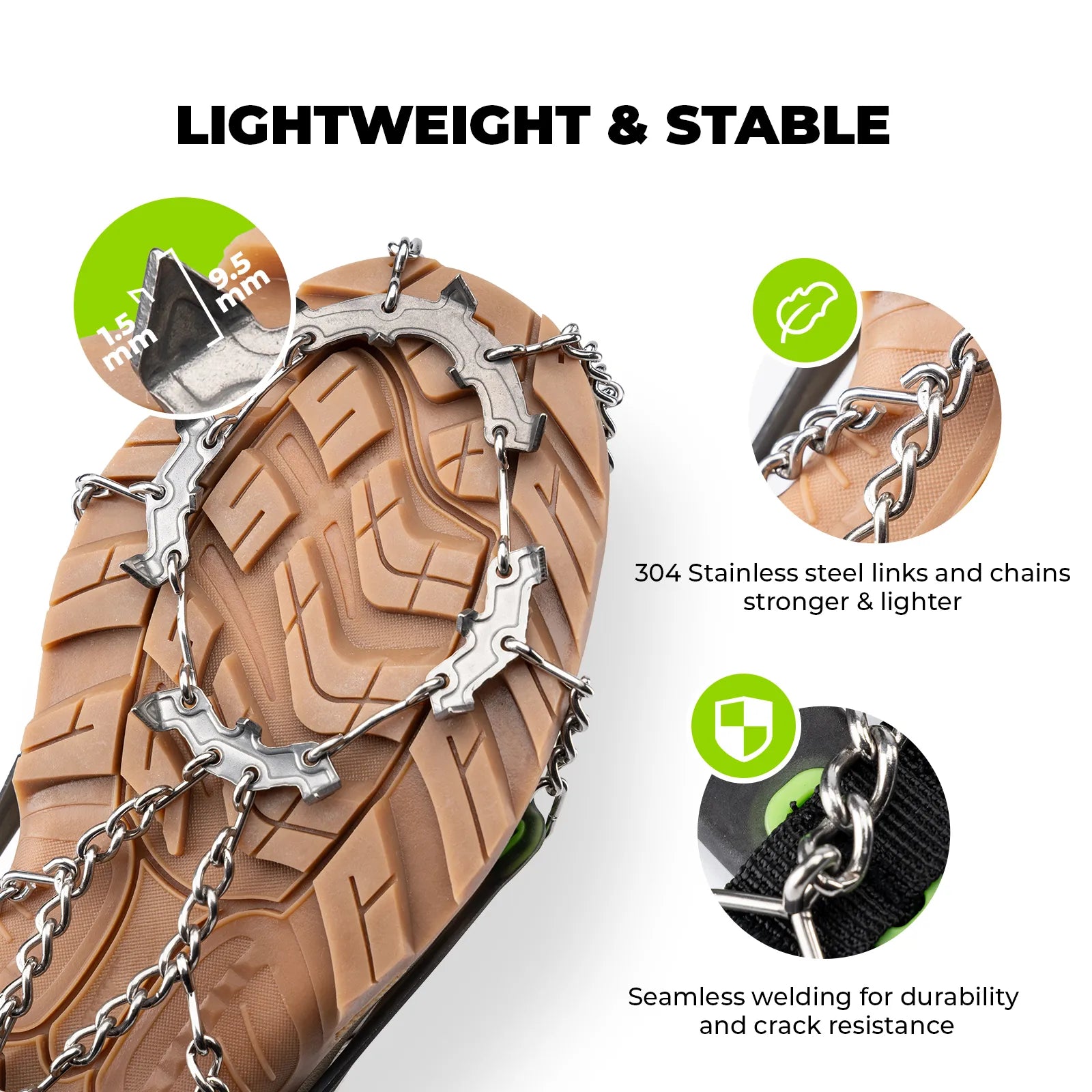 22 Anti Slip Stainless Steel Crampons for Shoes and Boots. Ships from USA.