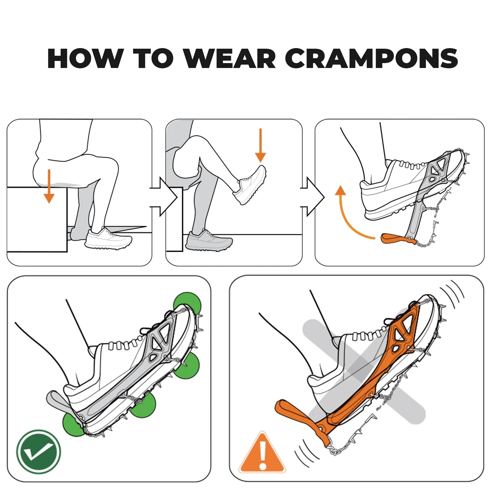 22 Anti Slip Stainless Steel Crampons for Shoes and Boots. Ships from USA.