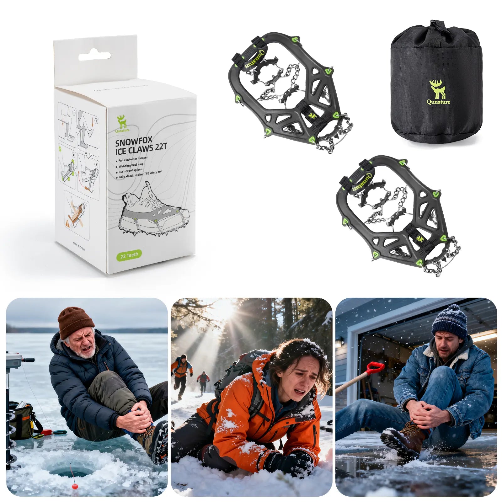 22 Anti Slip Stainless Steel Crampons for Shoes and Boots. Ships from USA.