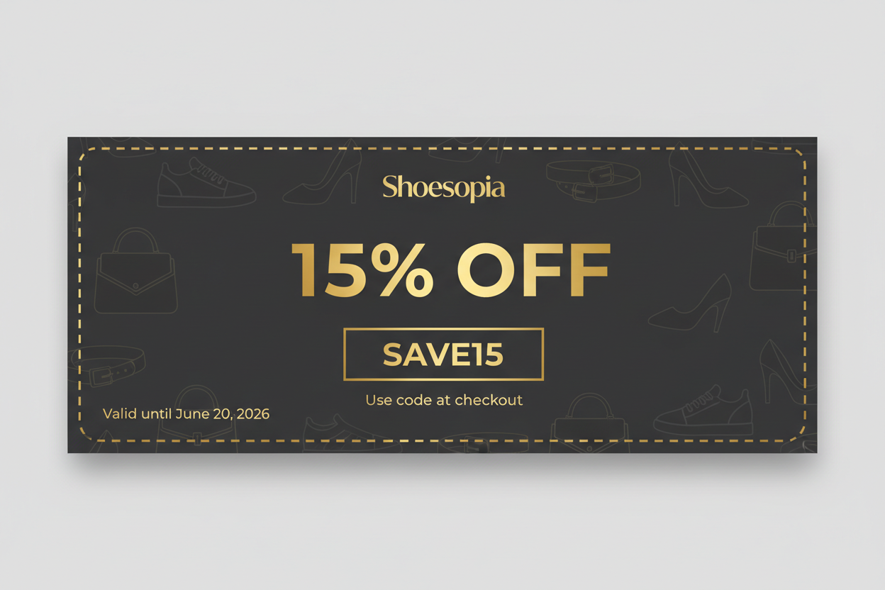Shoesopia 15% Off Coupon with Expiry